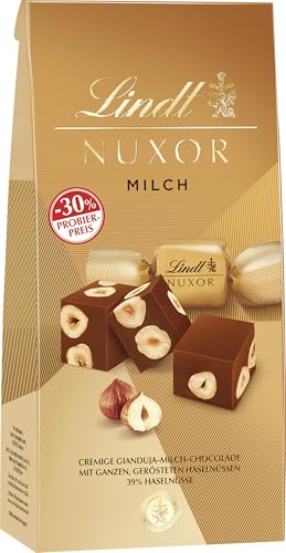 Lindt Schokolade NUXOR Milch | 103 g Beutel | Cremige Gianduja Milch-Schokolade mit ganzen, gerösteten Haselnüssen | Pralinen-Geschenk | Probierpreis Aktion von Lindt