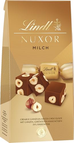 Lindt Schokolade NUXOR Milch | 103 g Beutel | Cremige Gianduja Milch-Schokolade mit ganzen, gerösteten Haselnüssen | Pralinen-Geschenk | Schokoladengeschenk von Lindt