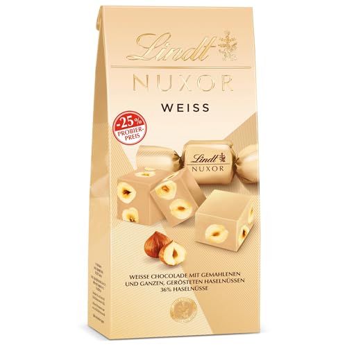 Lindt Schokolade NUXOR Weiss, Promotion | 103g Beutel | Cremige weisse Schokolade mit ganzen, gerösteten Haselnüssen | Pralinen-Geschenk | Schokoladengeschenk von Lindt