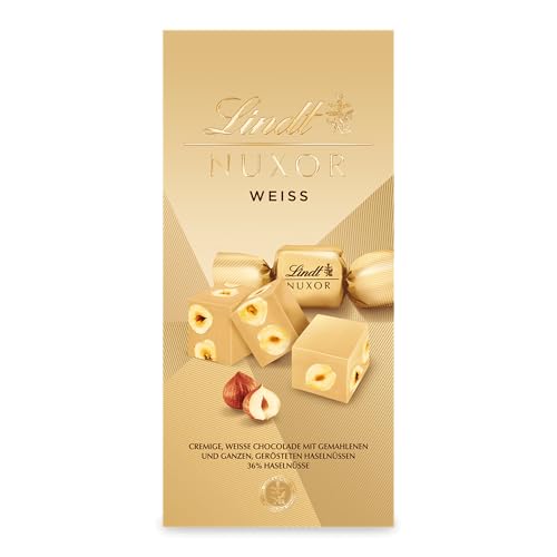 Lindt Schokolade NUXOR Weiss | 103g Beutel | Cremige weisse Schokolade mit ganzen, gerösteten Haselnüssen | Pralinen-Geschenk | Schokoladengeschenk von Lindt