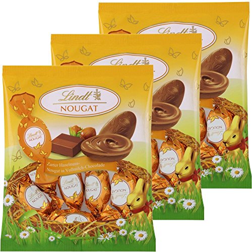 Lindt Schokolade Nougat Eier | 3 x 90 g Beutel | Eier aus zartem Haselnuss-Nougat in Alpenvollmilch-Schokolade | Oster Schokolade | Schokoladengeschenk | Ostereier | Schokoeier von Lindt