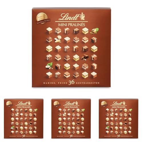 Lindt Schokolade - Nougat Mini Pralinés | 165 g | -Schachtel mit 36 Pralinen in 9 ausgewählten, exquisiten | Pralinengeschenk | Schokoladengeschenk | 4er Pack von Lindt