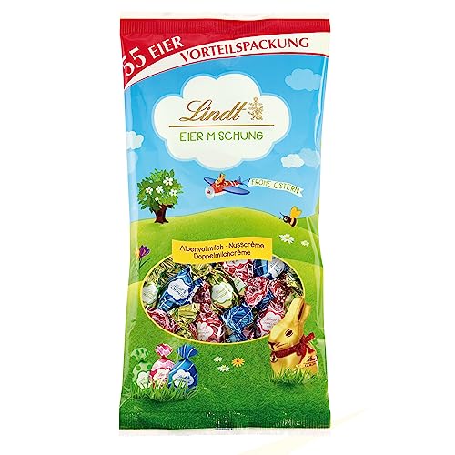 Lindt Schokolade Osterbeutel Mix | 288 g | Eiermischung mit 25 x Alpenmilch Mini Ei, 15 x Double Lait Mini Ei, 15 x Nusscreme Mini Ei | Oster Schokolade für Kinder | Schokoladengeschenk | Ostereier von Lindt