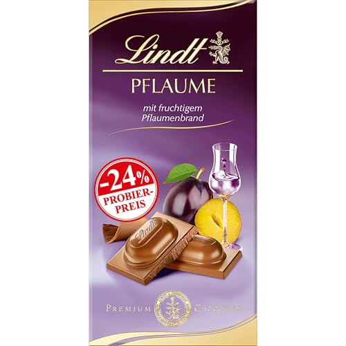 Lindt Schokolade Pflaume, Promotion | 100 g Tafel | Vollmilch-Schokolade mit fruchtigem Zwetschgenwasser | Schokoladentafel | Schokoladengeschenk von Lindt