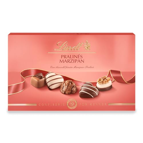 Lindt Schokolade - Pralinen Für Kenner Marzipan | 125 g | Pralinés-Schachtel mit 12 feinen Marzipan-Kreationen in 6 Sorten mit und ohne Alkohol | Pralinengeschenk | Schokoladengeschenk von Lindt