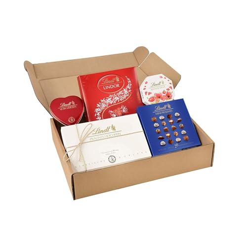 Lindt Schokolade Pralinen Geschenke Set | 477g | 5 Schachteln Lindt Pralinés in den Varianten Hochfein, Mini Pralinés, LINDOR Präsent, Kleiner Dank, Von Herzen | Pralinengeschenk | Schokoladengeschenk von Lindt