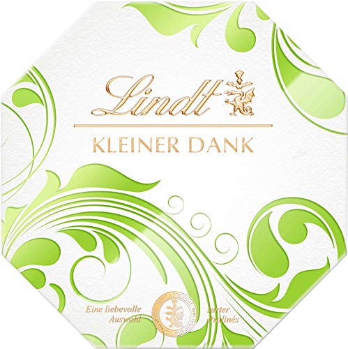 Lindt Schokolade Pralinen Kleiner Dank | 40 g | 4 Pralinés, Sorten: Marc de Champagne, Coeur à L'Orange, Amarettotrüffel, Marzipan Gianduja | 2 Farb-Varianten | Pralinengeschenk | Schokoladengeschenk von Lindt