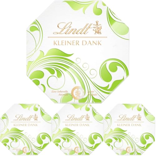 Lindt Schokolade Pralinen Kleiner Dank | 40 g | 4 Pralinés, Sorten: Marc de Champagne, Coeur à L'Orange, Amarettotrüffel, Marzipan Gianduja | 2 Farb-Varianten | Pralinengeschenk | Schokoladengeschenk von Lindt