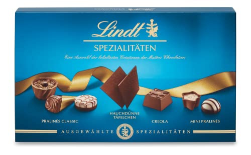 Lindt Schokolade Pralinen Spezialitäten | 125g | Pralinés-Schachtel mit 15 feinsten Pralinen | Kreationen in 12 köstlichen Sorten mit und ohne Alkohol | Pralinengeschenk | Schokoladengeschenk von Lindt