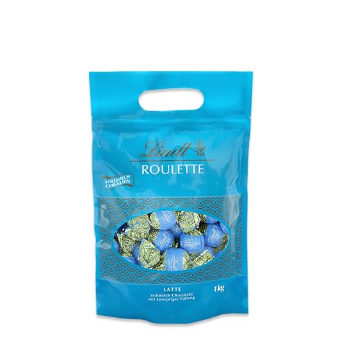 Lindt Schokolade ROULETTE Kugeln Vollmilch-Cerealien | 1 kg | Ca. 80 Kugeln Vollmilch-Schokolade mit knuspriger Cerealienfüllung | Pralinengeschenk | Schokoladen Großpackung | Schokoladengeschenk von Lindt