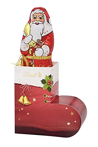 Lindt Schokolade Santa im Nikolausstiefel | 200 g Schokoladenfigur im Nikolausstiefel | Weihnachtsschokolade, zum Verschenken und weihnachtlich dekorieren von Lindt