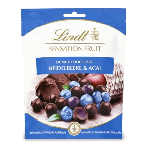 Lindt Schokolade Sensation Fruit Heidelbeere und Acai | 150 g | Dunkle feinherb Schokoladen Kugel mit erlesener Fruchtfüllung auf Apfelbasis | Pralinengeschenk | Schokoladengeschenk von Lindt