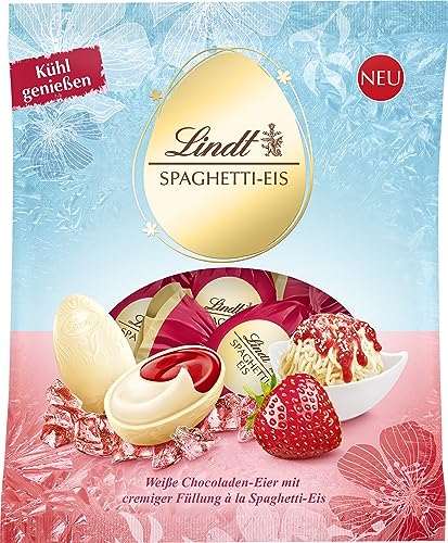 Lindt Schokolade Spaghetti-Eis-Eier | 90 g Beutel | Weiße Schokoladeneier mit cremiger Füllung a la Spaghetti Eis | Osterschokolade | Schokoladengeschenk von Lindt