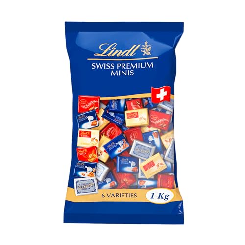 Lindt Schokolade Swiss Napolitains | 1 kg | Vollmilchschokoladen Mini Tafeln in den Sorten, Milch-Nuss, LINDOR Milch, Cresta, Weiß, Crémant | Großpackung | Schokoladengeschenk von Lindt