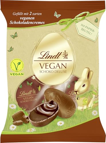 Lindt Schokolade Vegan Choco Eier | 90g Beutel | Kakaoerzeugnis aus Hafermehl gefüllt mit Schoko-Mandel- und dunkler Schokocrème | Oster Schokolade | Ostereier | vegane Schokoeier von Lindt