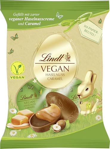 Lindt Schokolade Vegan Haselnuss Eier | 90 g Beutel | Kakaoerzeugnis aus Hafermehl gefüllt mit Haselnuss-Creme | Oster Schokolade | Ostereier | vegane Schokoeier von Lindt