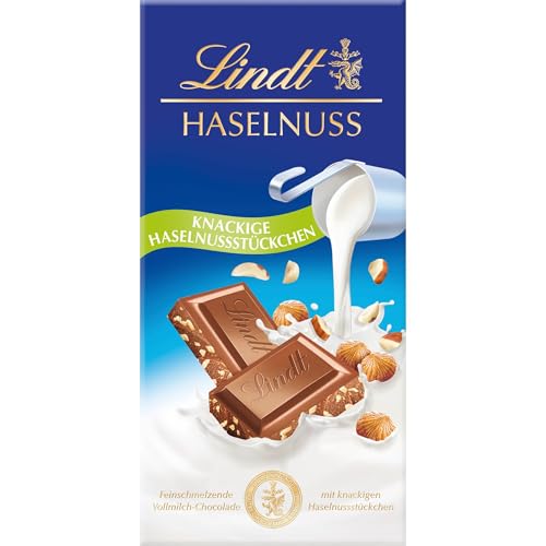 Lindt Schokolade Vollmilch Haselnuss | 100g Tafel | Aus zartschmelzender Vollmilch-Schokolade und Haselnussstücken | Schokoladentafel | Schokoladengeschenk von Lindt