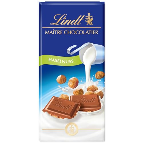 Lindt Schokolade Vollmilch Haselnuss | 100g Tafel | Aus zartschmelzender Vollmilch-Schokolade und Haselnussstücken | Schokoladentafel | Schokoladengeschenk von Lindt