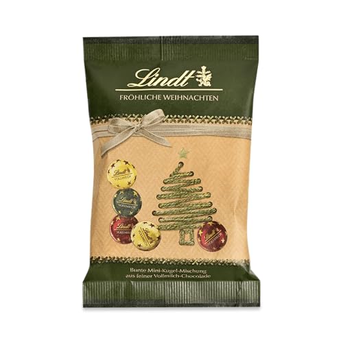 Lindt Schokolade Vollmilch Minikugeln | 100g | Vollmilchschokolade für die Weihnachtszeit im Natur Edition Beutel | Geschenk zu Weihnachten | Schokoladengeschenk von Lindt