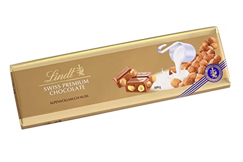 Lindt Schokolade Vollmilch Nuss | 300g Tafel | Aus feinster Vollmilch-Schokolade mit ganzen Nüssen | Schokoladengeschenk von Lindt