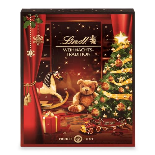 Lindt Schokolade Weihnachts Tradition Adventskalender 2023 | 253 g | 24 verschiedene Pralinen- und Schokoladen Überraschungen | für die Weihnachtszeit | Schokoladen-Geschenk von Lindt