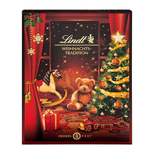 Lindt Schokolade Weihnachts Tradition Adventskalender 2024 , 253 g , 24 verschiedene Pralinen- und Schokoladen Überraschungen , Schokolade für die Weihnachtszeit , Schokoladen-Geschenk von Lindt