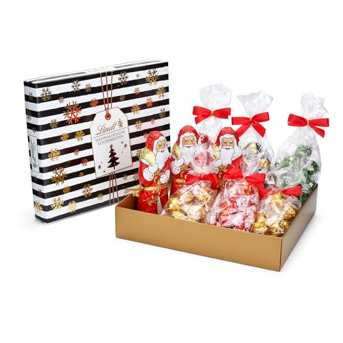 Lindt Schokolade Weihnachtsbox Black & White | 1.275 kg | 3 x Weihnachtsmänner und zartschmelzende LINDOR Kugeln mit weihnachtlichen Füllungen | Schokoladengeschenk zu Weihnachten von Lindt