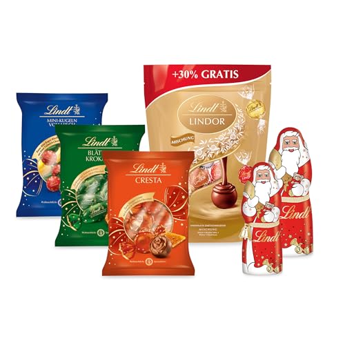 Lindt Schokolade | Weihnachtsset Mischung 896g | LINDOR Mischung, Weihnachtsmann, Blätterkrokant und Cresta | Zum Teilen und Verschenken von Lindt