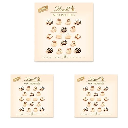 Lindt Schokolade - Weiße Mini Pralinés | 90 g | Pralinen-Schachtel 18 Pralinen in 6 köstlichen Sorten | Pralinengeschenk | Schokoladengeschenk (Packung mit 3) von Lindt