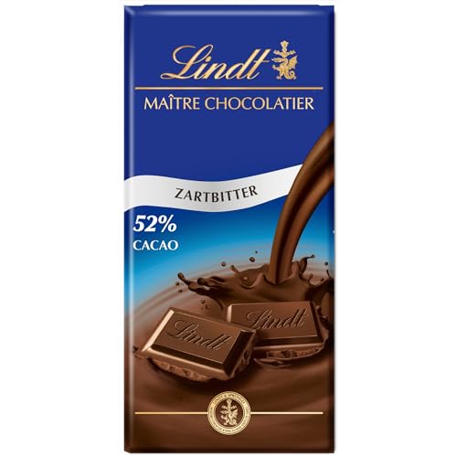 Lindt Schokolade Zartbitter | 100g Tafel | Feinschmelzende Zartbitter-Schokolade mit einem 52% Kakaoanteil | Schokoladentafel | Schokoladengeschenk von Lindt