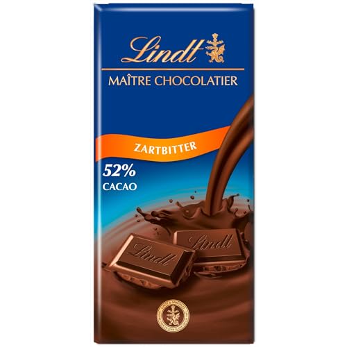 Lindt Schokolade Zartbitter | 100g Tafel | Feinschmelzende Zartbitter-Schokolade mit einem 52% Kakaoanteil | Schokoladentafel | Schokoladengeschenk von Lindt