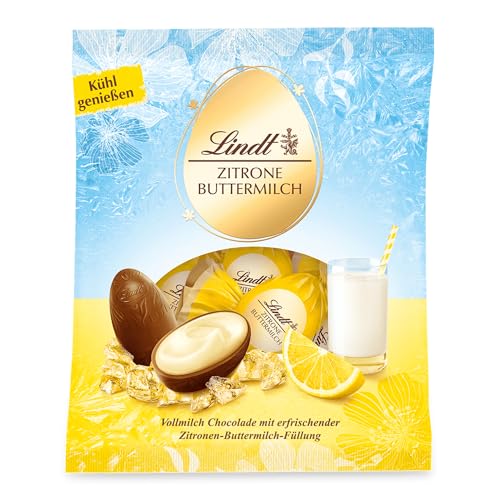 Lindt Schokolade Zitrone-Buttermilch-Eier | 85 g Beutel | Vollmilchschokoladeneier mit erfrischender Zitrone Buttermilch Füllung | Osterschokolade | Schokoladengeschenk von Lindt