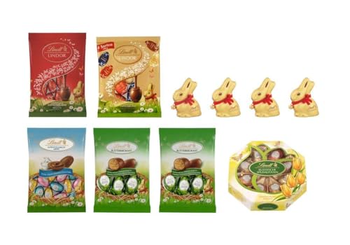 Lindt Schokoladen Oster Set | 894g | Inhalt: GOLDHASEN, verschiedenen Lindt Oster-Eier (Blätterkrokant, LINDOR, Alpenvollmilch), klassische Osterspezialitäten | Oster Schokolade | Schokoladengeschenk von Lindt