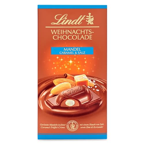 Lindt Weihnachts-Schokoladentafel mit Mandel Caramel & Salz | 100 g Tafel Salted Caramel | Schokoladengeschenk zu Weihnachten von Lindt