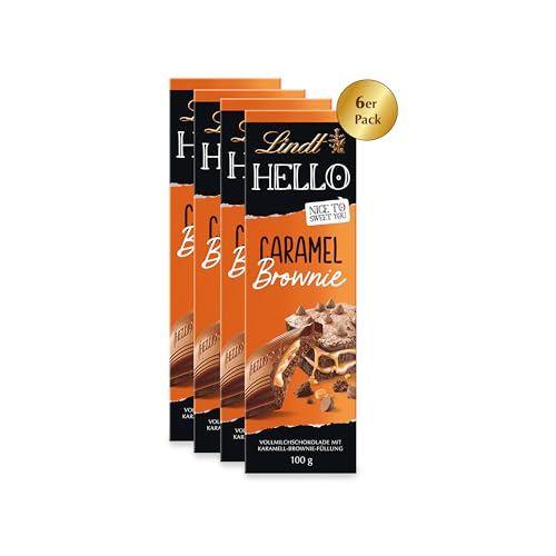 Lindt & Sprüngli Hello, Caramel Brownie Tafel, 4er Pack (4 x 100 g) von Lindt