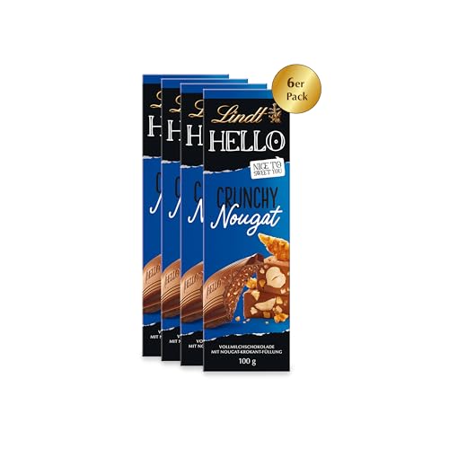 Lindt & Sprüngli Hello, Crunchy Nougat Tafel, 4er Pack (4 x 100 g) von Lindt