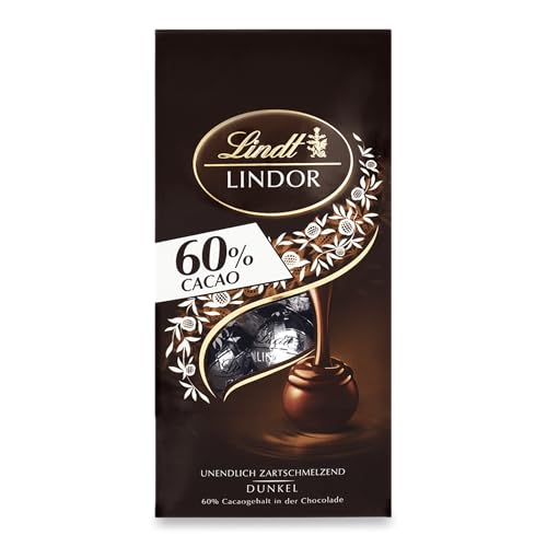 Lindt Schokolade LINDOR Kugeln 60% Kakao Extra Dunkel | 137 g Beutel | ca. 10 Kugeln feinherbe Edelbitter Schokolade mit zartschmelzender Füllung | Pralinen-Geschenk | Schokoladen-Geschenk von Lindt