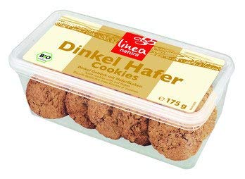 Bio Dinkel Hafer Cookies, leckere Haferkekse mit Dinkel in Bioqualität, wiederverschließbare Packung, 175 g von Linea Natura