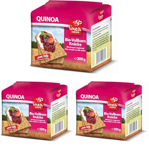 Linea Natura Bio Quinoa Vollkorn Knäcke, Knäckebrot, ohne Hefe gebacken, Bio, 200g (Packung mit 3) von Linea Natura