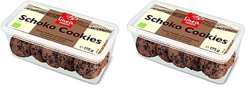 Linea Natura Bio Schoko Cookies, leckere Schokoladenkekse, Frischepack wiederverschließbar, 175 g (Packung mit 2) von Linea Natura