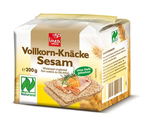 Linea Natura Bio Sesam Vollkorn Knäcke, Naturland Knäckebrot, ohne Hefe gebacken, 5 Packungen, 5 x 200g, 1kg von Linea Natura