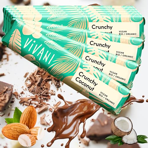 Vivani Schokoladen Box| (9x 35g Crunchy Coconut) Vivanie Schokoladen Box| Bio Schokolanden Riegel| Veganer Riegel|Bio&Vegan| Schokoladenriegel| Bio Schokolade| Vegane Schokolade von Linecase