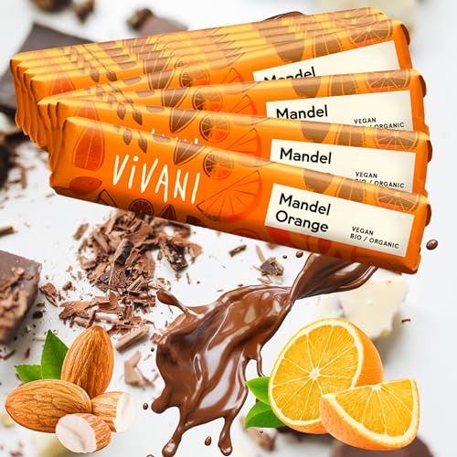 Vivani Schokoladen Box| (9x35g Mandel Orange) Vivani Schokoladen Box| Bio Schokolanden Riegel| Veganer Riegel|Bio&Vegan| Schokoladenriegel| Bio Schokolade| Vegane Schokolade von Linecase