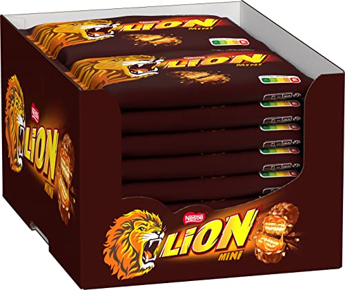 LION NESTLÉ LION CHOCO Mini, kleiner Knusper-Schokoriegel mit Karamell-Füllung & Crispy Waffel, 16er-Pack (16 x 234g) von Nestlé