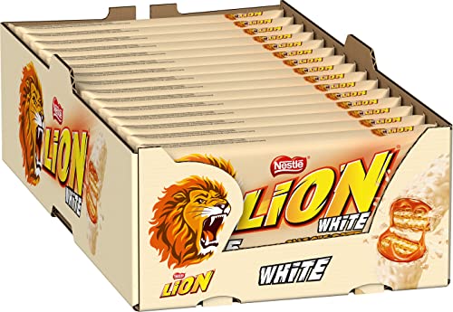 LION LION Nestlé LION Multipack, Schokoriegel mit weißer Glasur, leckerer Karamell-Füllung und knuspriger Waffel, Süßigkeiten Großpackung, 15er Pack (5 x 30g) von Nestlé Lion