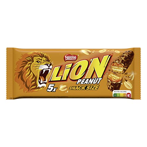 Nestlé LION Peanut Multipack, Schokoriegel überzogen mit Milchschokolade, leckerer Karamell-Füllung, Erdnüssen und knuspriger Waffel, Süßigkeiten Großpackung, 1er Pack (à 5 x 31g) von Nestlé