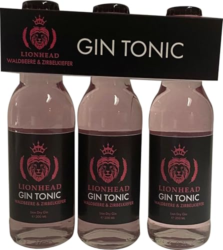 Lionhead Gin Tonic Waldbeere & Zirbelkiefer 3er Set | erfrischendes servierfertiges Mixgetränk aus Dry Gin & Tonic mit Waldbeere & Zirbelkiefer | Jetzt trinkfertig | 10% Vol. (3 x 0,2 l) von Lionhead