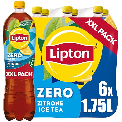 LIPTON ICE TEA Zero Lemon, Zuckerfreier Eistee mit Zitronen Geschmack, EINWEG (6 x 1.75 l) von Lipton