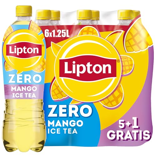 LIPTON ICE TEA Zero Mango, Promo Pack (5 x 1.25l + 1 x 1.25l GRATIS), Zuckerfreier Eistee mit Mango Geschmack, EINWEG von Lipton