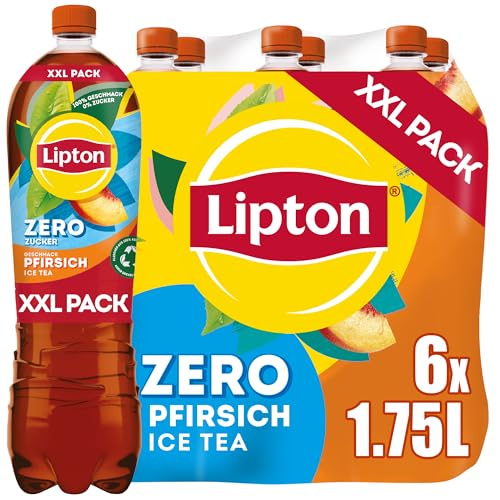 LIPTON ICE TEA Zero Peach – Zuckerfreier Eistee mit Pfirsich Geschmack, EINWEG (6 x 1.75 l) von Lipton